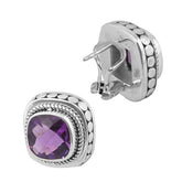 SE-8122-AM Sterling Silver Earring With Amethyst Q. Jewelry Bali Designs Inc